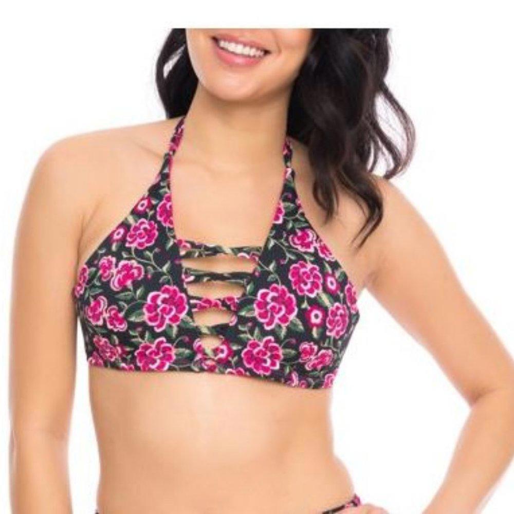 MOXI BLU Womens bikini top - V-Neck With Strappy Criss Cross Detail   Size L